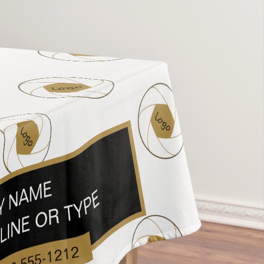 52"X70"トレードショーテーブルクロスのロゴ金ゴールドホワイト テーブルクロス (インサイチュ)