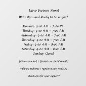 52" x 72" オープン営業時間 ウィンドウクリング ウィンドウサイン (シート)