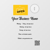 52" x 72"営業時間窓用シール ウィンドウサイン (シート)