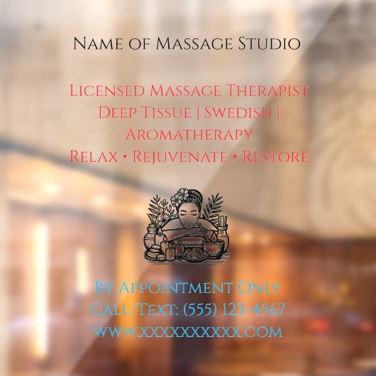 52" x 72" Massage Therapy Window Cling  ウィンドウサイン (シート2)