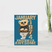 52 Year Old January 1974 Teddy Bear 52nd Birthday  カード (正面)