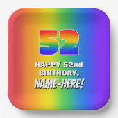 52nd Birthday: Colorful, Fun Rainbow Pattern # 52 ペーパープレート (正面)