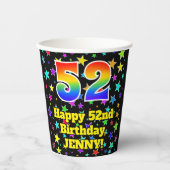 52nd Birthday: Fun Stars Pattern and Rainbow 52 紙コップ (正面)