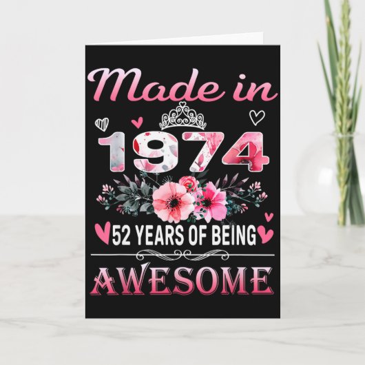 52th Birthday Made In 1974 52 Years Of Being Aweso カード (正面)