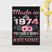 52th Birthday Made In 1974 52 Years Of Being Aweso カード (黄色い花)