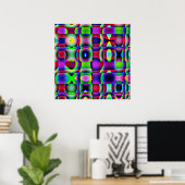 52x52 or Smaller Poster Psychedelic Square Pattern ポスター (ホームオフィス)