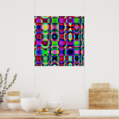 52x52 or Smaller Poster Psychedelic Square Pattern ポスター (キッチン)