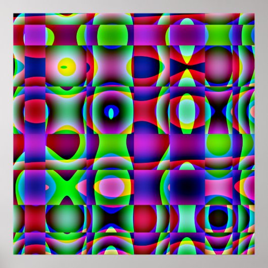 52x52 or Smaller Poster Psychedelic Square Pattern ポスター (正面)