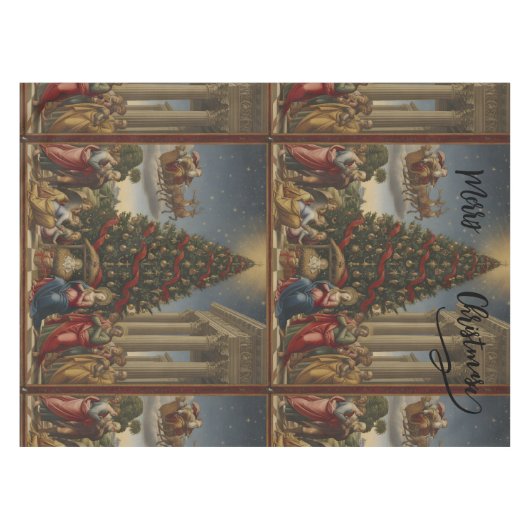 52x70 Cotton Nativity Christmas Tablecloth テーブルクロス (正面(横))
