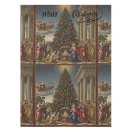 52x70 Cotton Nativity Christmas Tablecloth テーブルクロス