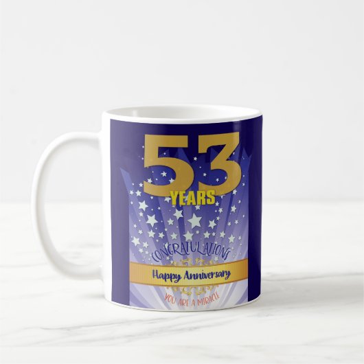 53周年カスタムリカバリー記念日ボールド数字 コーヒーマグカップ (左)