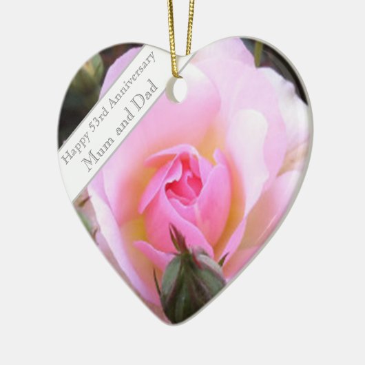 53周年記念結婚ピンクローズ セラミックオーナメント (左)