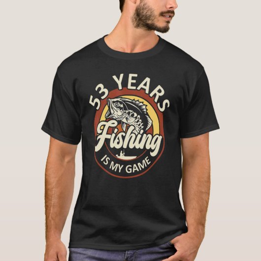 53年間釣りが私のゲーム 釣り好きの誕生日 Tシャツ (正面)