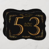 53日,誕生会53日,ギャツビー,ブ素晴らしラック&金ゴールド 招待状 (正面/裏面)