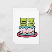 53歳お誕生日ケーキ カード (正面/裏面インサイチュ)