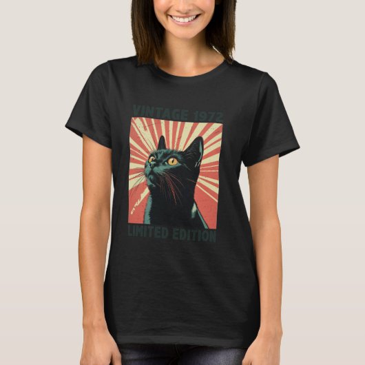 53歳のギフトヴィンテージ1972猫好き53rdバード tシャツ (正面)