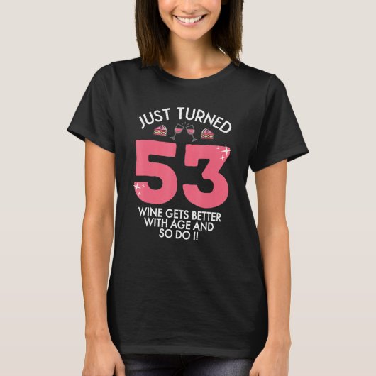 53歳の誕生日で53のワインを改良 Tシャツ (正面)