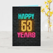 53歳の誕生日にネオンのサインが入る カード (黄色い花)