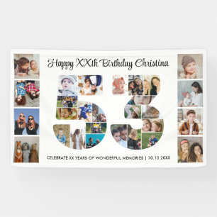 53歳の誕生日パーティーナンバー53フォトコラージュ 横断幕