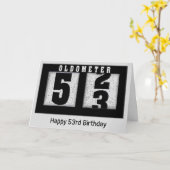 53歳の誕生日ブラックオドメーター カード (黄色い花)