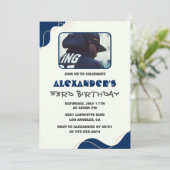 53歳の誕生日招待状メンズ海軍シンプル写真 招待状 (スタンド正面)
