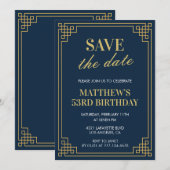53歳の誕生日招待状メンズSave the date Navy 招待状 (正面/裏面)
