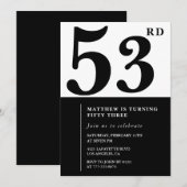 53歳の誕生日招待状白黒エレガント 招待状 (正面/裏面)