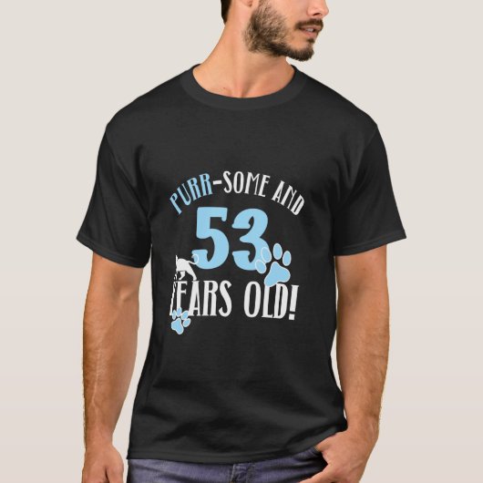 53歳の誕生日 お母さん猫と猫好きな53歳 Tシャツ (正面)