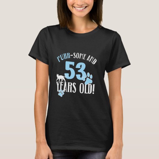 53歳の誕生日 お誕生日おめでとう ねこママ ねこ好き Tシャツ (正面)
