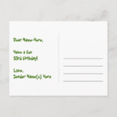 53歳の誕生日：ピンクのストライプとハート、虹色の53 ポストカード (裏面)