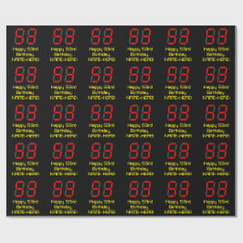53歳の誕生日：赤いデジタル時計スタイルの"53" + 名前 ラッピングペーパー
