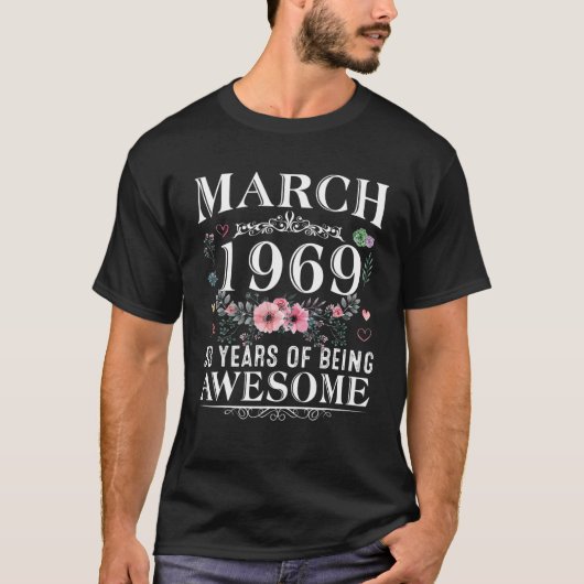 53歳1969年3月作53誕生日ギフト Tシャツ (正面)