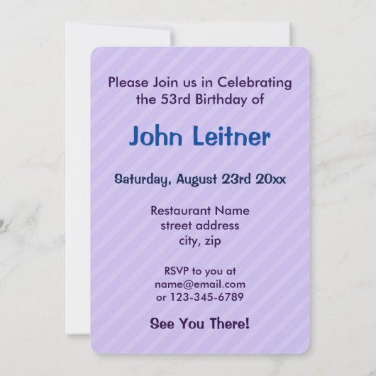 53番目のお誕生日ケーキ(ろうそくあり) 招待状 (裏面)