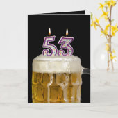 53番目の誕生日ビール（黒） カード (黄色い花)
