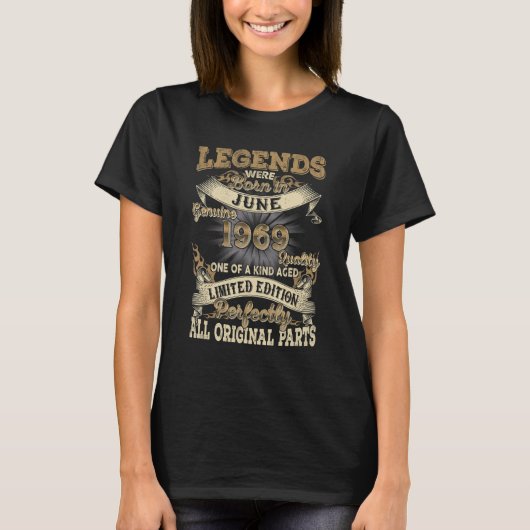 53番目の誕生日レ生まれンズ1969年6月ヴィンテージ53Y Tシャツ (正面)