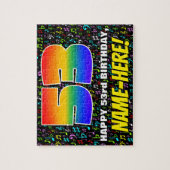 53番目の誕生日:おもしろい、カラフル音楽シンボル、「53」 ジグソーパズル (縦)