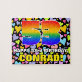 53番目の誕生日—おもしろい、愛するハートシェイプ+「53」 ジグソーパズル (横)
