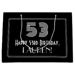 53番目の誕生日:インスパイアアールデコの「53」の外観と名前 ラージペーパーバッグ