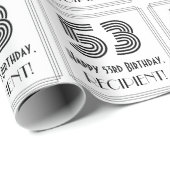 53番目の誕生日:インスパイアアールデコスタイル「53」 +名前 ラッピングペーパー (ロールコーナー)
