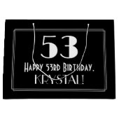 53番目の誕生日:インスパイアアールデコスタイル「53」、名前 ラージペーパーバッグ (正面)
