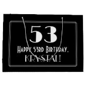 53番目の誕生日:インスパイアアールデコスタイル「53」、名前 ラージペーパーバッグ (裏面)