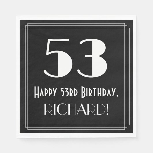 53番目の誕生日~インスパイアアールデコルック"53",名前 スタンダードランチョンナプキン (正面)