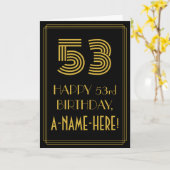 53番目の誕生日:インスパイアアールデコ検索「53」 & Name カード (黄色い花)