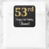 53番目の誕生日-エレガント豪華なフェイク金ゴールドルック# スクエアシール (バッグ)