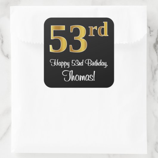 53番目の誕生日-エレガント豪華なフェイク金ゴールドルック# スクエアシール (バッグ)