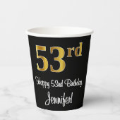 53番目の誕生日-エレガント豪華なフェイク金ゴールドルック# 紙コップ (正面)