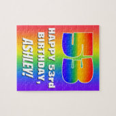 53番目の誕生日: カラフル、おもしろいレインボーパターン# 53 ジグソーパズル (横)