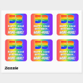 53番目の誕生日: カラフル、おもしろいレインボーパターン# 53 スクエアシール (シート)