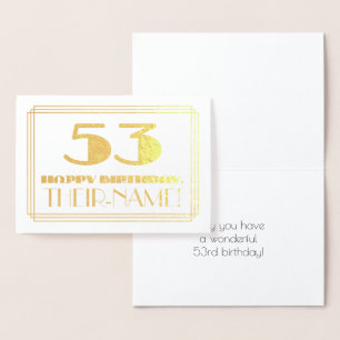 53番目の誕生日、名前+アールデコのインスパイア外観「53」 箔カード