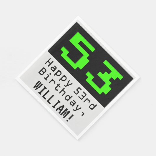 53番目の誕生日- Nerdy / オタク系のスタイル「53」と名前 スタンダードランチョンナプキン (角)